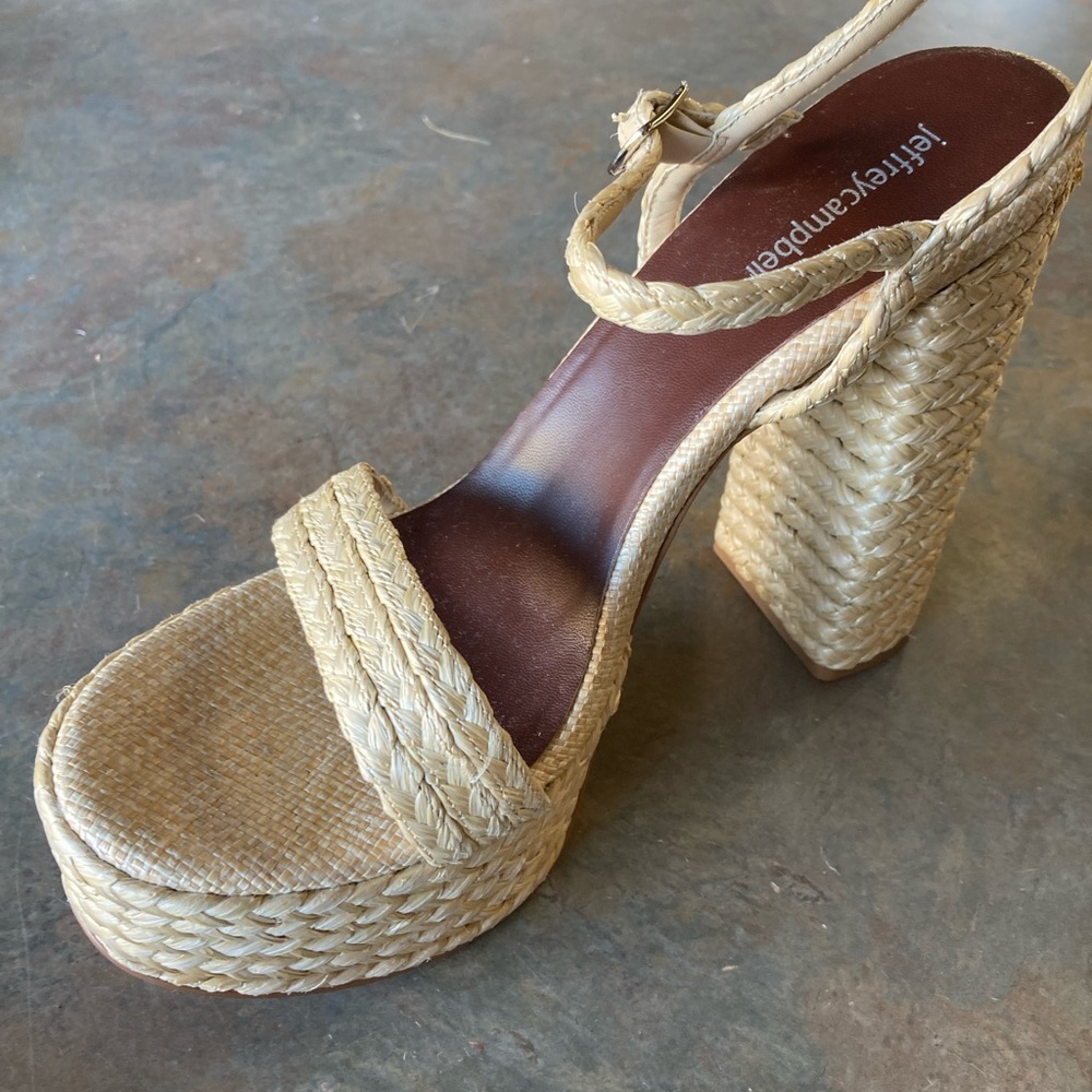 Jeffrey Campbell Raffia Stacked Heel Sandals - 11 - Picture 4 of 11